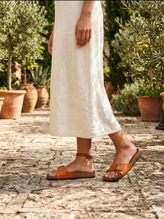 Birkenstock Shoes - Birkenstock Madrid Single Strap Sandals Orange Leather Size 39 (8.5)